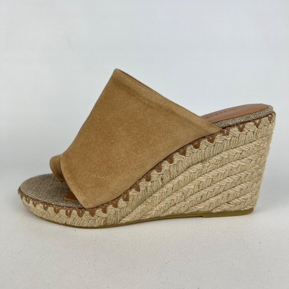 Vince Womens Sutherland Jute Wedge Sandals Brown Tan Suede Leather size 6M - Picture 6 of 16